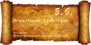 Breszlauer Ilárion névjegykártya